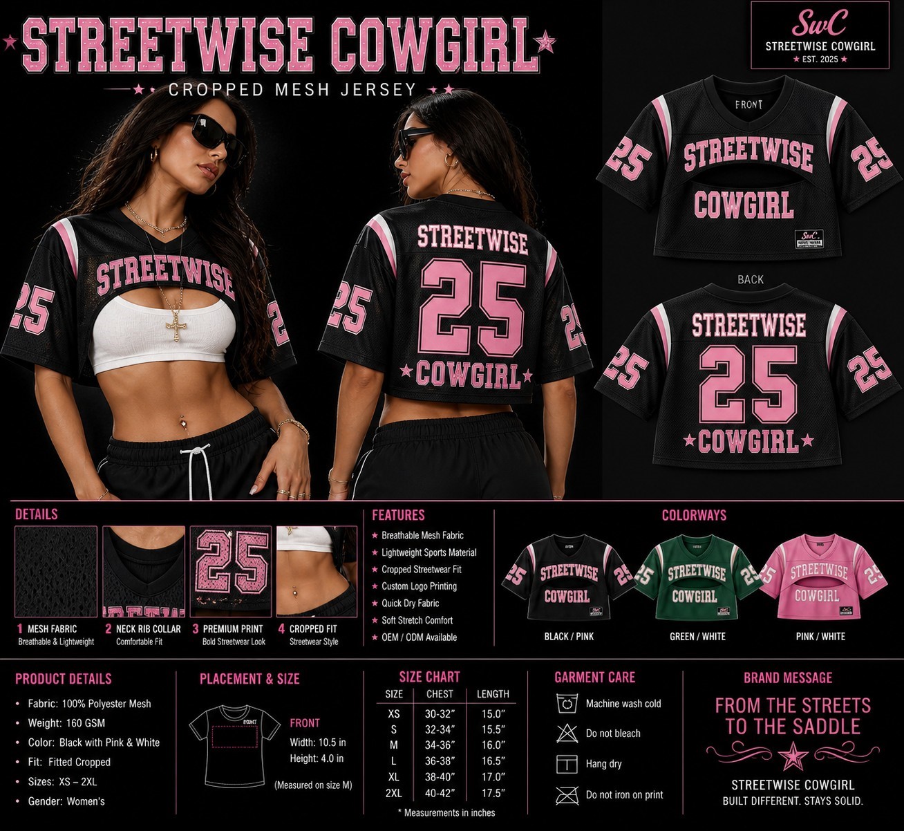 Streetwise Cowgirl Cropped Mesh Jersey