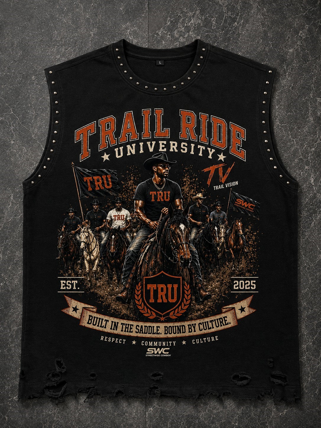 TRU Studded Muscle Tank — Black