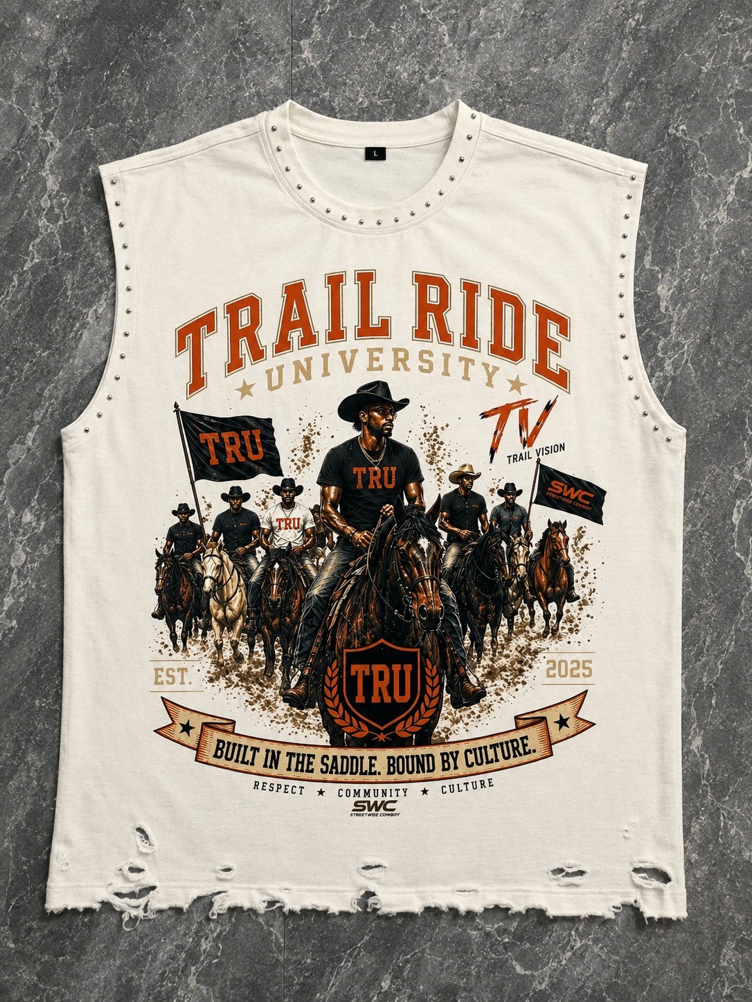 TRU Studded Muscle Tank — Cream